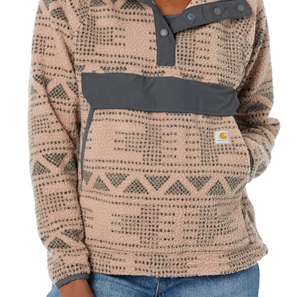 Carhartt Taupe Sherpa Pullover with Gray Accents